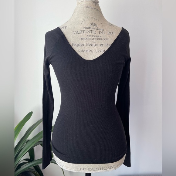 Garage black ribbed longsleeve top - Picture 2 of 7